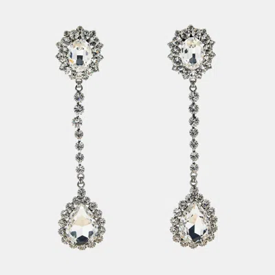 Alessandra Rich Crystals Silver Tone Earrings In Metallic