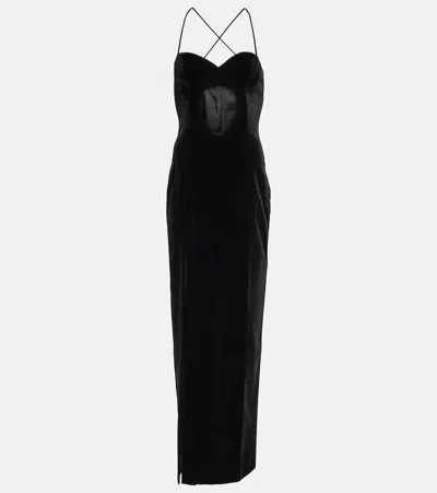 Alessandra Rich Robe Aus Samt In Black