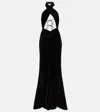 Alessandra Rich Velvet Halter Neck Cutout Gown In Black