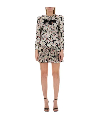 ALESSANDRA RICH ALESSANDRA RICH DAISY-PRINTED PLEATED DRESS