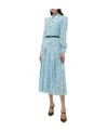 Alessandra Rich Button-embellished Printed Pleated Silk Midi Dress In Blue