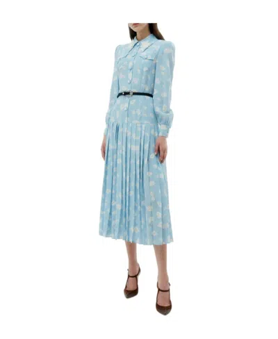 ALESSANDRA RICH DAISY-PRINT SILK SHIRT DRESS