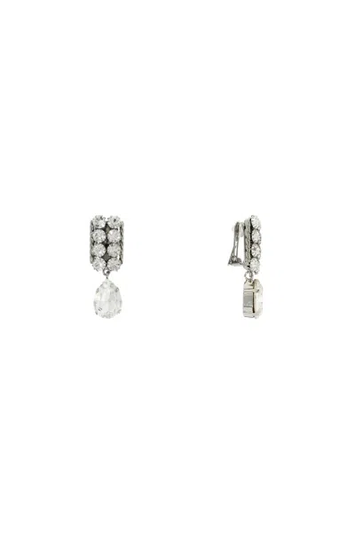 Alessandra Rich Dangling Clip-on Earrings In Silver