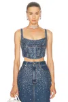 Alessandra Rich Bustier Mit Strass In Blue