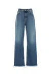 Alessandra Rich Denim Jeans Wide-leg Frayed Hem