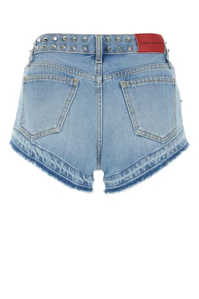 Alessandra Rich Denim Shorts In Lightb