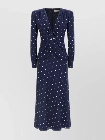 ALESSANDRA RICH DOTTED DRESS WITH V-NECK AND BUTTONS