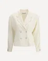 Alessandra Rich Crystal-embellished Double-breasted Jacket In White