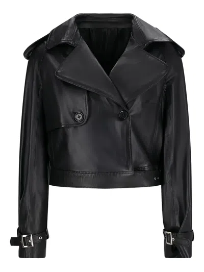 Alessandra Rich Double-breasted Bomber Jacket In Black