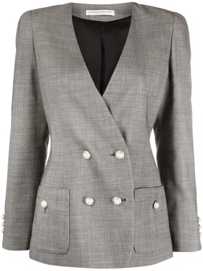 Alessandra Rich Double Breasted Tartan Wool Jacket