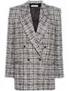 Alessandra Rich Oversized Checked Lurex Tweed Blazer In White