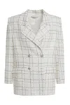 Alessandra Rich Double-breasted Checked Blazer In White