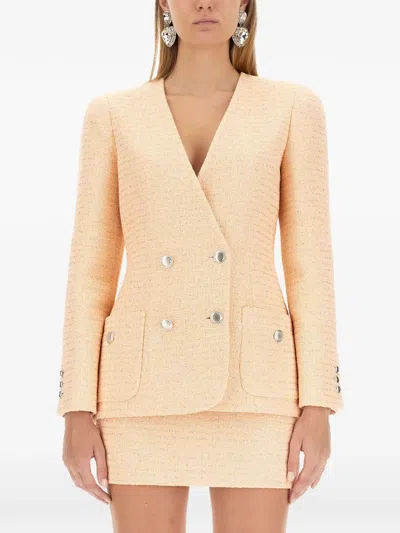 Alessandra Rich Double-breasted Tweed Jacket In Neutral