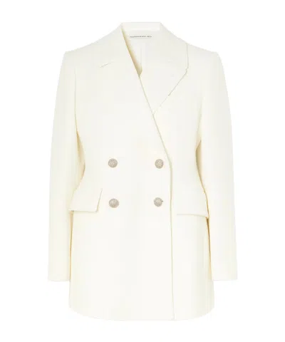 Alessandra Rich Double-breasted Wool Blazer In White