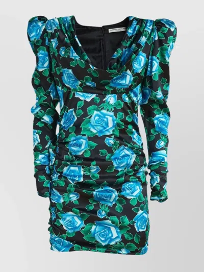 ALESSANDRA RICH DRAPED COLLAR SILK MINI DRESS