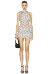 Alessandra Rich One-shoulder Mini Dress In Polka In White & Black