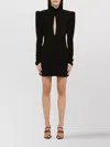 Alessandra Rich Black Draped Silk Minidress In Black