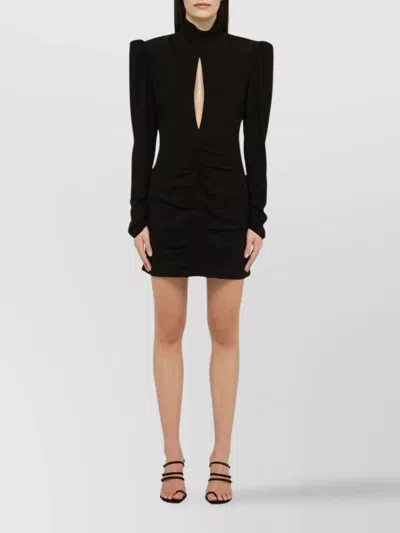 ALESSANDRA RICH DRAPED SILK MINIDRESS HIGH NECK