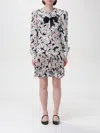 Alessandra Rich Bow-detailed Floral-print Silk Crepe De Chine Mini Dress In Black