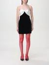 Alessandra Rich Velvet Mini Dress With Bow Accent In Schwarz
