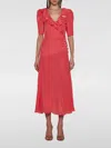 Alessandra Rich Polka-dot Silk Midi Dress In 珊瑚色