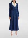 Alessandra Rich Women's Midi Dress With Mikado Collar In In Navy
