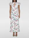 Alessandra Rich Bow-detailed Embellished Organza-trimmed Floral-print Silk Midi Dress In White