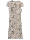 Alessandra Rich Leopard-print Pleated Midi Dress In Beige Brown