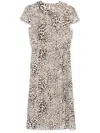 Alessandra Rich Leopard-print Pleated Midi Dress In Beige Brown