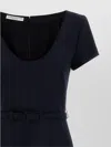 Alessandra Rich Light Wool Midi Dress With Belted Waist