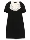Alessandra Rich Mini Dress With Silk Jabot In Black