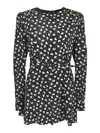 Alessandra Rich Black Clover-print Silk Mini Dress In Black