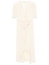 Alessandra Rich Polka-dot Wrap Midi Dress In Cream Green