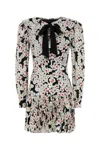 Alessandra Rich Bow-detailed Floral-print Silk Crepe De Chine Mini Dress In Floral