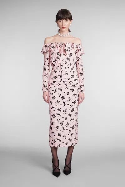 Alessandra Rich Dress In Rose-pink Silk