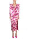 Alessandra Rich Silk Draped Dress In Fuchsia