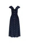 Alessandra Rich Ruffled Polka Dot Midi Dress In Blue