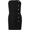 Alessandra Rich Strapless Embellished Pinstriped Wool-blend Mini Dress In Black