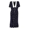 Alessandra Rich Crepe-trimmed Gathered Printed Silk Midi Dress In Multi