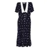 Alessandra Rich Crepe-trimmed Gathered Printed Silk Midi Dress In Multi
