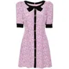 Alessandra Rich Clover Bow And Button-embellished Floral-print Silk Mini Dress
