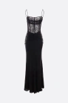 Alessandra Rich Lace-trim Maxi Dress In Black