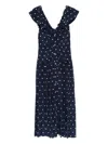 Alessandra Rich Polka-dot Ruffled Dress In Blue