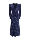 Alessandra Rich Polka Dot Dress In Blue