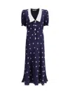 Alessandra Rich Lapel Short-sleeved Dress In Blue