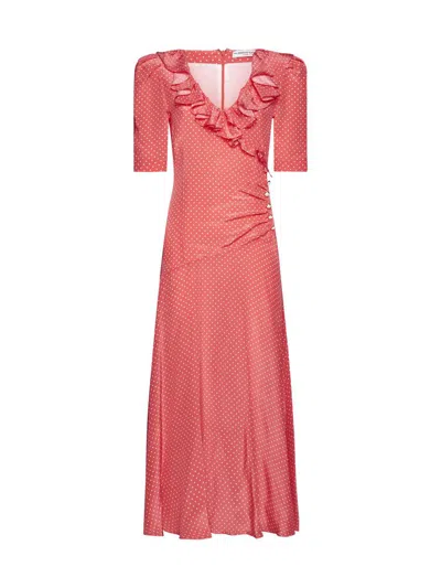 Alessandra Rich Dress In Coral-white