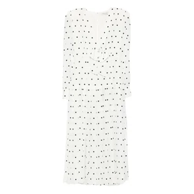 Alessandra Rich Polka-dot Midi Dress In White