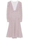 Alessandra Rich Floral Lace-trimmed Silk Midi Dress In Purple