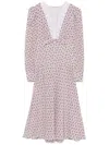 Alessandra Rich Floral Lace-trimmed Silk Midi Dress In Purple