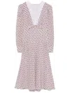 Alessandra Rich Floral Lace-trimmed Silk Midi Dress In Purple